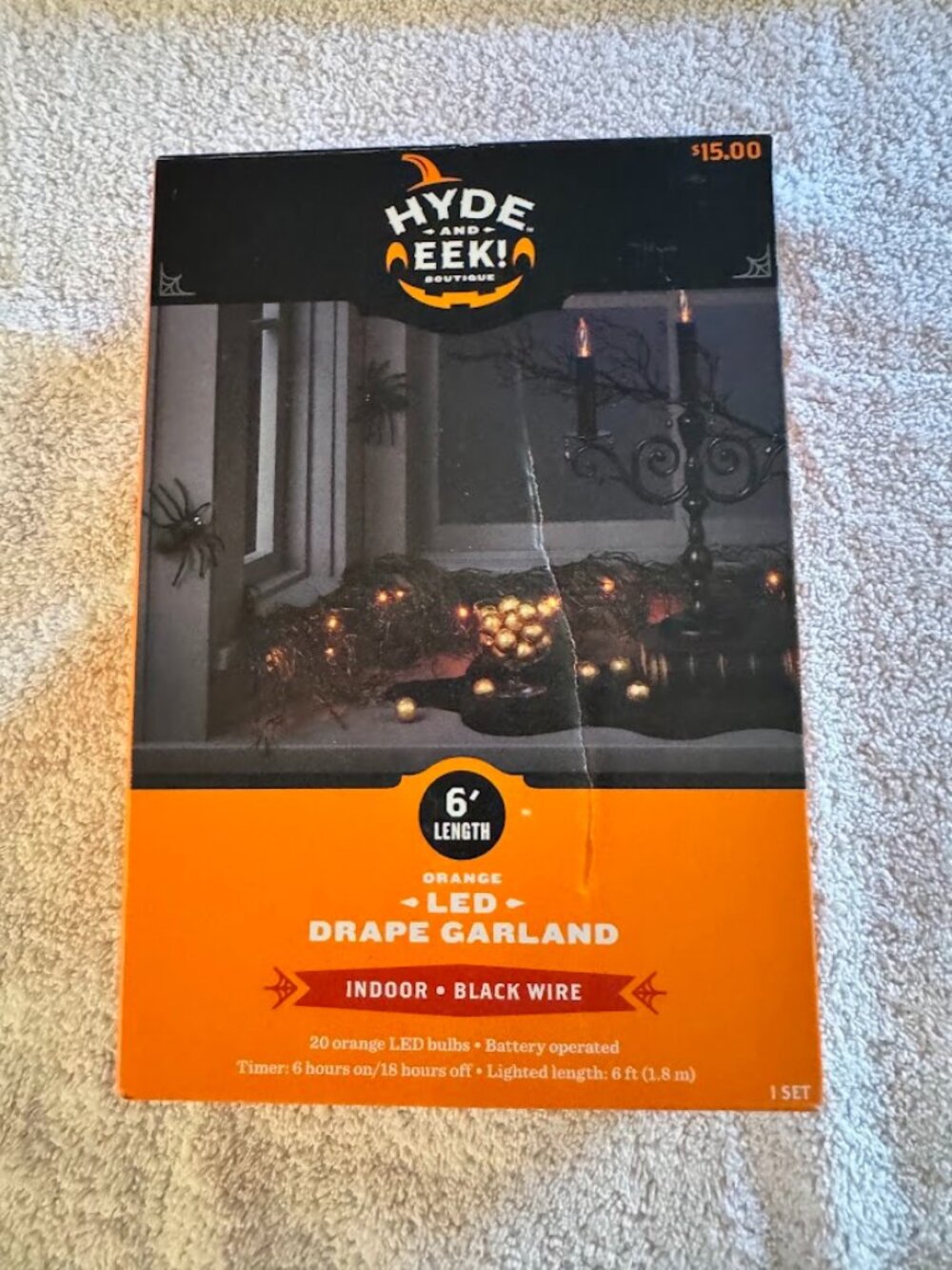 Hyde & EEK! 6 Foot Orange LED Drape Garland-20 Orange Lights